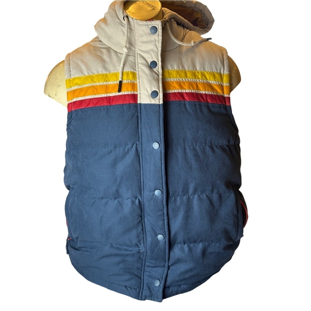 YoColorado Epic Fader Hooded Puffer Vest XXL Retro Ski Colorado Striped